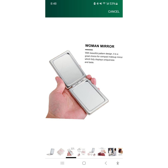 Leather Makeup Love Yourself  Compact Makeup Mirror Pink White - Picture 4 of 4